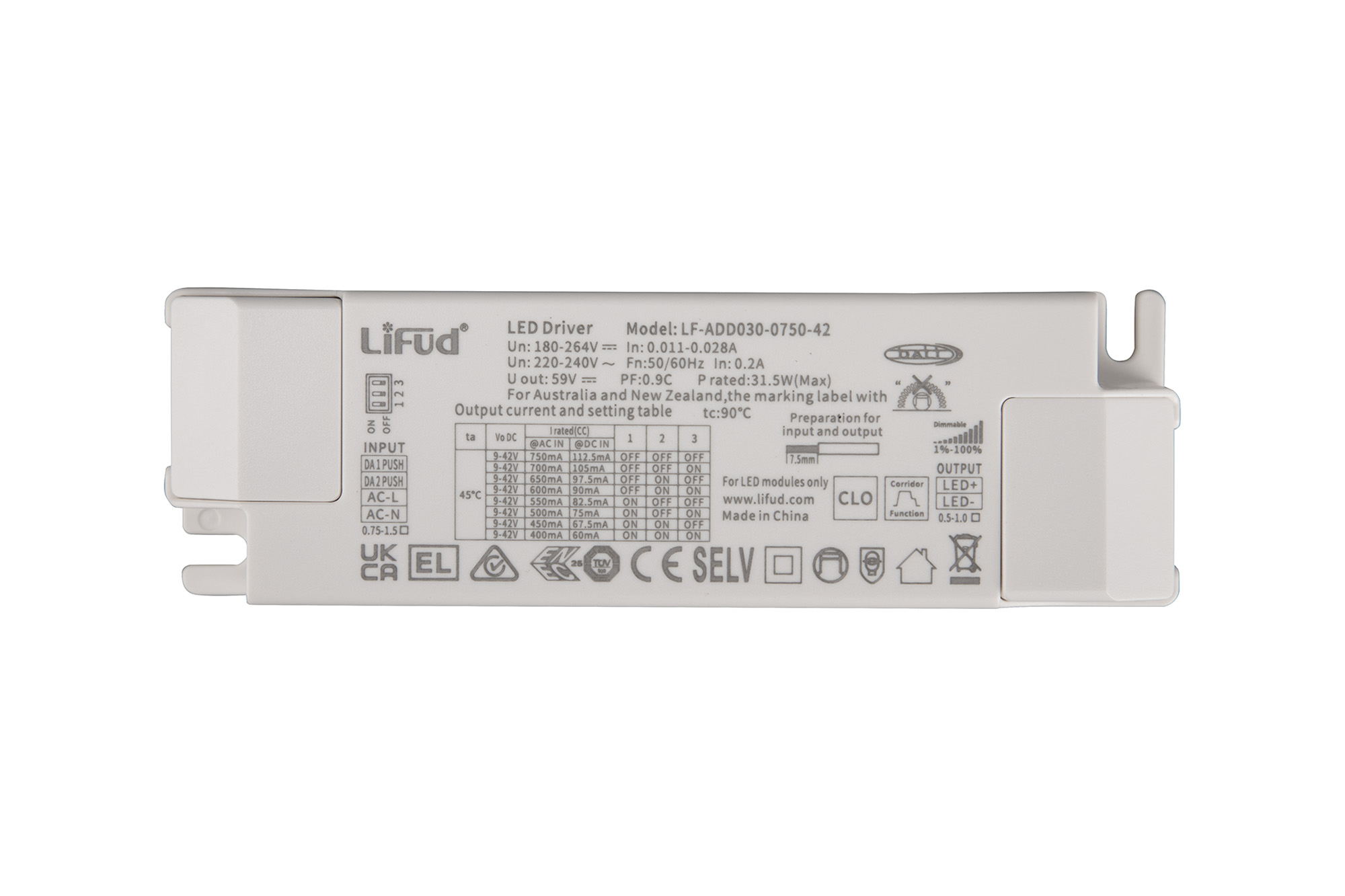 M8803  Sunset, 20W, 500mA, LED Driver, Dali Push, 5yrs Warranty